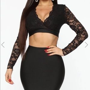 You Can Never Lace Long Sleeve Crop Top